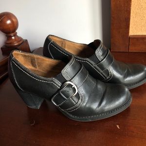 beautiful black booties with a buckle